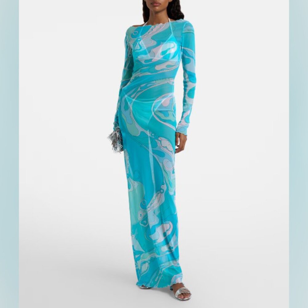 Pucci Orchidee sheer maxi dress